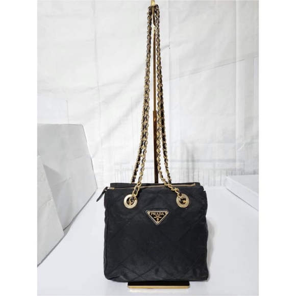 Authentic PRADA Vintage Nylon Tessuto Quilted Shoulder Bag Black - Picture 1 of 12